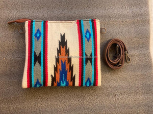 Bolso de Mano con Flecos para Mujer, Bolsa Elegante de Tela Azteca Bohemia, Jacquard, Color Azul, Novedad - Product Image 5