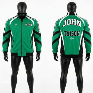 Veste d'entraînement de cheerleading pour hommes en polaire polyester GSM Premium, design à panneaux rouge et noir, col côtelé, broderie personnalisée, logo imprimé - Product Image 3