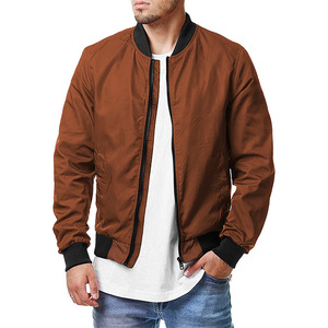 Chaqueta Bomber para Hombre, Color Sólido, Cierre de Cremallera, Estilo Casual, Cuello Alto, Material de Poliéster, Ropa de Otoño - Product Image 2