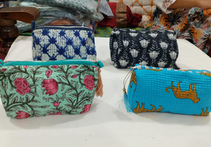 Bohemian Zipper Cosmetic Bag Small Portable Textile <b>Makeup</b> Storage <b>Case</b> Geometric Pattern Multi Color Design - Product Image 2
