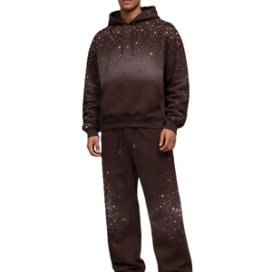 Men's Hooded Tracksuit Full Length Casual Jogger Set Dot Pattern Sublimation Print Side Pockets Drawstring Closure Autumn Wear - Product Image 1