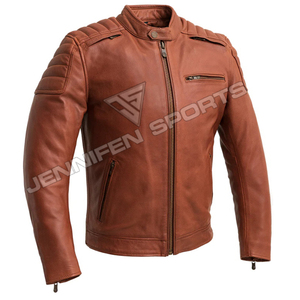 Blouson en cuir de motard pour homme, coupe slim, imperméable et chaud, collection Hiver 2026 - Product Image 1