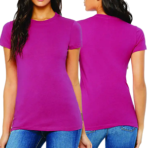 เสื้อยืดคอกลมแขนสั้นผู้หญิง ทรงเข้ารูป สีพื้น ผ้าเจอร์ซีย์ถัก ใส่สบาย ระบายอากาศได้ดี เหมาะสำหรับฤดูใบไม้ผลิและฤดูร้อน ทำจากผ้าฝ้าย - Product Image 3