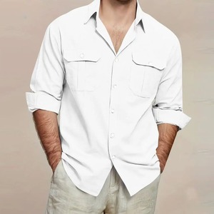 Men's Short Sleeve Solid Knitted for Shirt ODM Casual Quick Dry Button Collar Soft Comfortable Daily Tops - Product Image 6