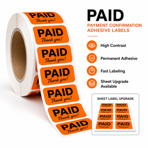 Etiquetas Adhesivas de Confirmación de <span class=keywords><strong>Pago</strong></span> PAID Naranjas, Etiquetas Autoadhesivas para Contabilidad Minorista, para <span class=keywords><strong>Facturas</strong></span> y Recibos - Product Image 2