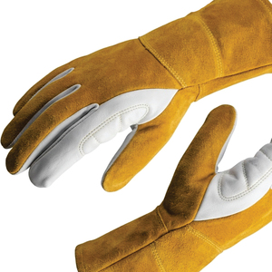 AB Grade Brown Cowhide Leather Smooth <b>Texture</b> Straight Cuff Customizable Durable <b>Powder</b>-Free Silicone-Free Safety Gloves - Product Image 5