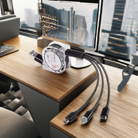 Kabel Data USB 3 in 1 Model Zip Zap Pengisian Cepat dengan Konektor Tipe C dan Micro USB, Mendukung Konduktor Tembaga Murni untuk Komputer