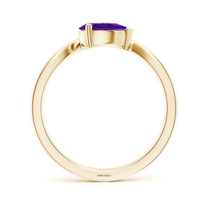 Anillo Solitario con Gema Morada en Corte Pera para Mujer, Banda Curva Minimalista, Joyería de Compromiso en Oro de 10K, 14K, 18K y Plata 925, 935 - Product Image 4