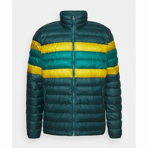 Blouson matelassé pour homme à blocs de couleur, col montant, fermeture éclair, coupe-vent, décontracté, pour l'hiver, coupe régulière, en polyester, rembourré de duvet - Product Image 1