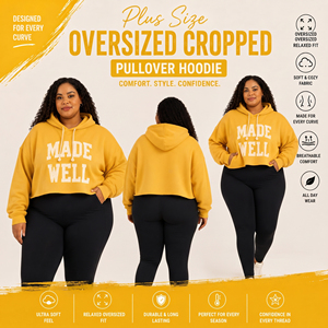 Women Winter Wear Cropped Hoodie Winter Wear Hooded Crop Top Custom Printed Hooded Sweatshirt Pullover Cotton Fleece Crop Hoodie - Product Image 5
