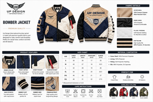 เสื้อแจ็คเก็ตบอมเบอร์สำหรับผู้ชายพร้อมโลโก้ปัก ลายริบแถบลายทาง กระเป๋าซิป และดีไซน์แฟชั่นสตรีทแวร์ระดับพรีเมียม - Product Image 5