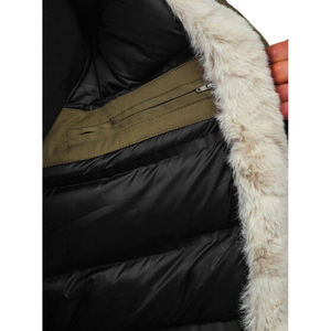 Global Industry Men's Olive <b>Green</b> Hooded Puffer Jacket Faux <b>Fur</b> Lining Windproof Plus Size Zipper Closure Long Casual Winter - Product Image 5
