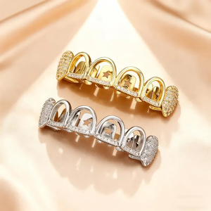 Grillz Dental de Lujo para Hombre, de Plata 925, con 6 Dientes de Moissanita, Diseño Abierto Personalizado, Joyería Bucal Estilo Hip Hop - Product Image 5