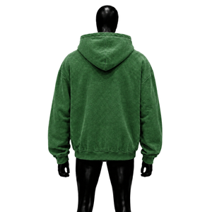 Sudadera con Capucha Verde para Hombre, Estilo Casual, con Cierre, Corte Regular, Felpa de Algodón, Estampado Otoñal, Logotipo Frontal, FASHIONAB - Product Image 2