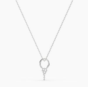 จี้เพชรทรงกลมเจียระไนแบบบริลเลียนท์เคลือบทอง 18KT เพชรเพาะเลี้ยงในห้องปฏิบัติการ สไตล์วินเทจ สำหรับงานแต่งงาน ได้รับการรับรองจาก IGI - Product Image 3