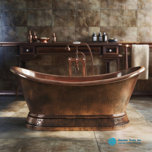 Baignoire ovale de luxe autoportante en cuivre martelé Daystar Trade, design artisanal, multifonctionnelle, décorative, grande taille, style antique - Product Image 1