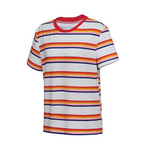 เสื้อยืดลายทางผ้าคอตตอนหนา ทรงบ็อกซี่ สตรีทแวร์ผู้ชาย คุณภาพพรีเมียม ผ้าหนา รับผลิตแบรนด์ส่วนตัว พร้อมส่ง - Product Image 2