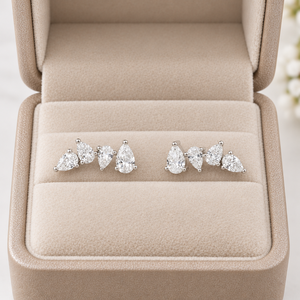 Boucles d'oreilles Moissanite faites à la main, 0,41 carat, forme poire, serties griffes, diamants de laboratoire, or massif 10K 14K 18K, couleur DEF, clarté VS VVS - Product Image 6
