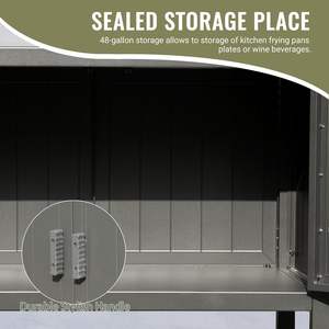 Îlot de rangement pour cuisine d'extérieur Table de préparation autoportante en aluminium avec armoire de rangement pour gril Housse de protection pour terrasse de barbecue - Product Image 4