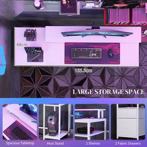 61 \ "đau khổ Trắng Bàn Máy Tính Đèn Led Ổ cắm điện USB cổng vải ngăn kéo cho văn phòng nhà nghiên cứu chơi game Bàn - Product Image 3