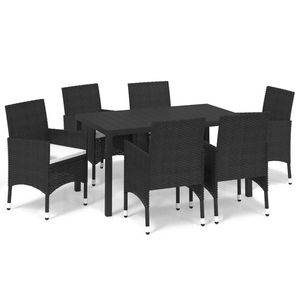 Set da Pranzo in Rattan PE Nero a 7 Pezzi, Arredamento da Giardino Leggero in Stile Contemporaneo per 6 Persone - Product Image 2