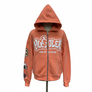 Sudadera con capucha para hombre de alta gama, 100% algodón, con logotipo bordado personalizado, estilo urbano retro, con fijación térmica, 450 gsm. - Product Image 3
