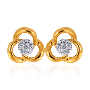 Boucles d'oreilles clous géométriques trio en or rose 18 carats avec diamants étalonnés taille ronde Ethereal Spark, bijoux fins pour femme - Product Image 1