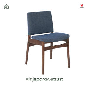 Mid Century Solid Wood Dining Chair Blue Fabric Upholstered Wooden Chair for Restaurant Hotel Cafe Living Room Furniture - Product Image 6