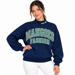 Sudadera de cuello alto para mujer Mangoes Fashion, jersey de punto oversize de manga larga, top 100% algodón polar, estilo urbano de invierno - Product Image 3