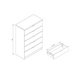 Comò camera da letto in legno invecchiato con 5 cassetti cassettiera - Product Image 4