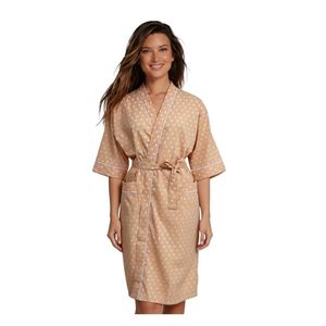 Oferta Especial: Bata de Algodón 100% para Mujer con Estampado de Lunares, Cuello en V, Manga Tres Cuartos, Largo hasta la Rodilla, Suave y Casual con Cierre de Cordón - Product Image 1