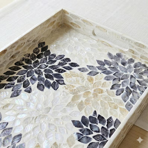 ถาดฝังมุกทำมือจาก PERFECT ENTERPRISES |   ถาดเสิร์ฟโมเสคเปลือกหอยหลากสี - Product Image 3