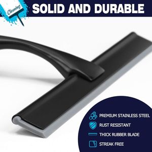 10 Inch Matte Black All-Purpose Shower Squeegee Stainless Steel for Bathroom Doors <b>Mirrors</b> <b>Tiles</b> - Product Image 3