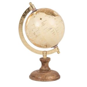 Globo Terráqueo de Lujo de Aluminio Dorado con Base de Madera Tallada, Globo con Arco de Meridianos Grabado, Escultura Moderna de Alta Gama para Escritorio - Product Image 2