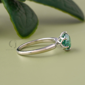 Vintage Antique Style Green Moissanite <b>Solitaire</b> <b>Ring</b> Portuguese Cut Engagement <b>Ring</b> Rose Gold Color Handmade Wedding Band Gift - Product Image 3