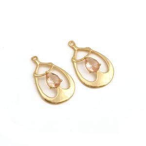 Juego de puntas chapadas en oro de cuarzo morganita, colgante de abalorio de piedras preciosas para collares, pendientes y creaciones de joyería hechas a mano personalizadas - Product Image 3