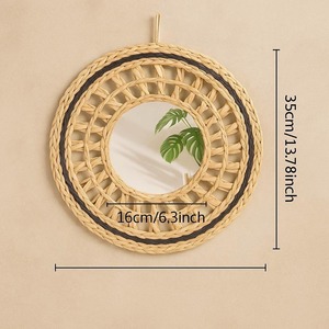 High Quality Rattan <b>Round</b> <b>Mirror</b> Framed <b>Mirror</b> Perfect For <b>Bathroom</b> Wall Decor And Daily Grooming Use Wholesale From India - Product Image 2