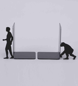 Modern design Evolution bookends matte black PWD coated iron metal bookend modern bookshelf organizer customization available - Product Image 1