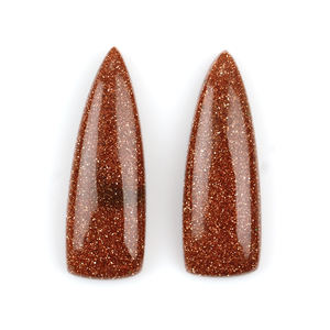 Piedras Preciosas Sueltas de Oro Natural Marrón de Primera Calidad, 10x30 mm, Corte Trillón, Parte Posterior Plana, Altamente Pulimentadas, Calibradas, para Joyería - Product Image 1