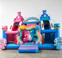 Lilytoys - Château gonflable personnalisé en PVC avec toboggan arc-en-ciel, aire de jeux gonflable pour enfants, location pour événements d'anniversaire