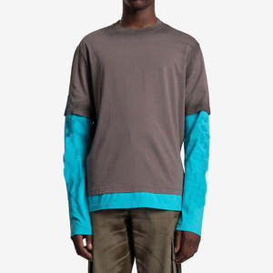 High Quality Men's Streetwear Layered T-<b>Shirt</b> Oversized <b>Patchwork</b> Long Sleeve Cotton Hip Hop Casual Tee Custom Logo Wholesale - Product Image 2