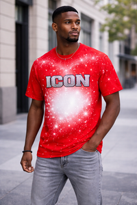 Camiseta Roja Oversize para Hombre, Estilo Veraniego con Pedrería, Algodón, Estilo Urbano, Casual, Holgada, con Logotipo Personalizado, Último Diseño - Product Image 2