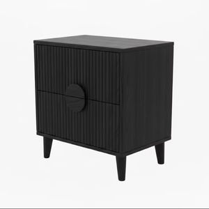 Table basse moderne et durable avec 2 tiroirs, en bois d'hévéa, MDF, placage de chêne, poignée en bois, marque PKP, garantie 1 an - Product Image 1