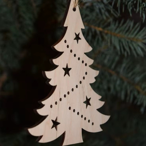 Ornement de Noël rustique en bois à suspendre pour la décoration intérieure vintage et la décoration de l'arbre de Noël - Product Image 1