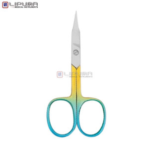 Tijeras de Uñas Ergonómicas de Grado Profesional, Curvas, de Acero Inoxidable, Color Azul Titanio y Amarillo, para Recortar Cutículas sin Esfuerzo, Afiladas, para Belleza - Product Image 6