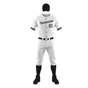 Ensemble d'uniformes de baseball personnalisés en polyester respirant, sublimation sur mesure, marque OEM, maillot blanc pour homme, pantalon blanc, vêtements d'équipe - Product Image 1