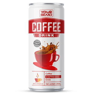 กาแฟเอสเพรสโซ่เย็นแบบ OEM ODM แบรนด์ส่วนตัว บรรจุกระป๋องอะลูมิเนียม 250 มล. พร้อมดื่ม กาแฟอาราบิก้าเวียดนาม ขายส่ง - Product Image 1