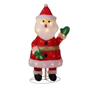 Decorazione Natalizia da Giardino con Babbo Natale che Saluta, 100 LED Bianchi Caldi, 1 Metro, con Musica, per Esterni - Product Image 1