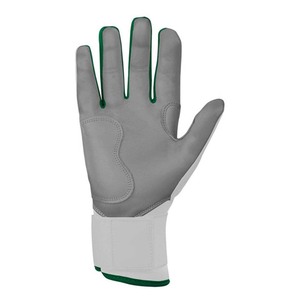 Guantes de bateo blancos con ribete verde, acolchados, de cuero, con cierre de tirar, para entrenamiento, unisex, para adultos - Product Image 4