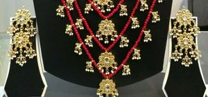 Indian Stylish Layered Pearl Rani Haar Long Kundan Necklace Zircon Alloy Jewellery Set Wedding Engagement Party Gift Hiphop Gold - Product Image 3